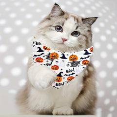 Halloween Dog Bandana Pumpkin Bat Graphic Dog Scarf for Medium Large Dogs