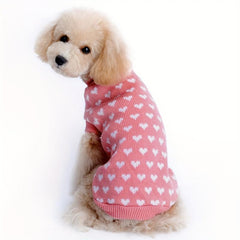 Heart Pattern Pet Sweater for Small & Medium Pets
