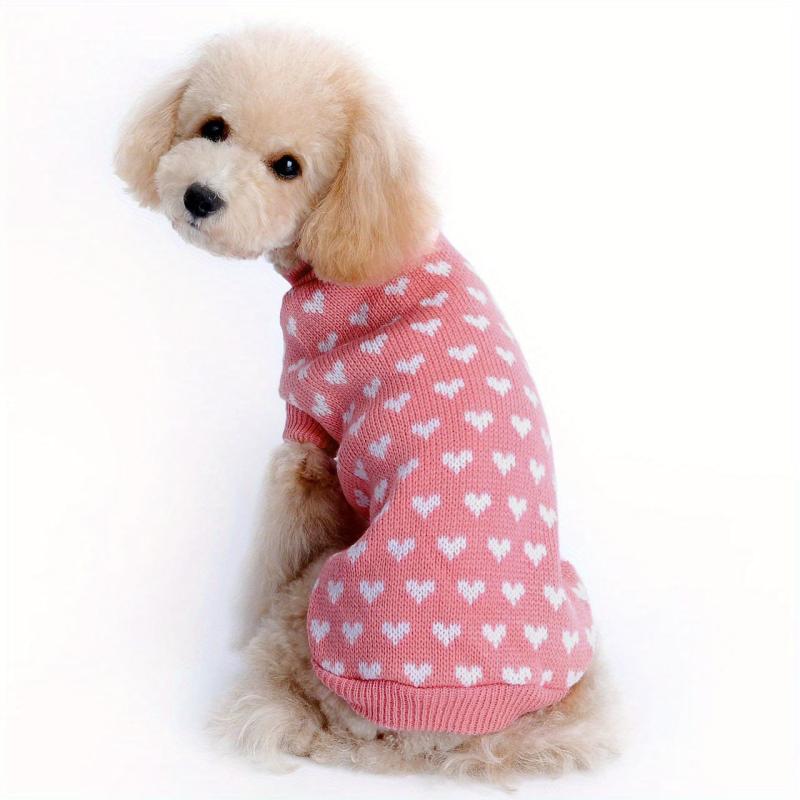 Heart Pattern Pet Sweater for Small & Medium Pets