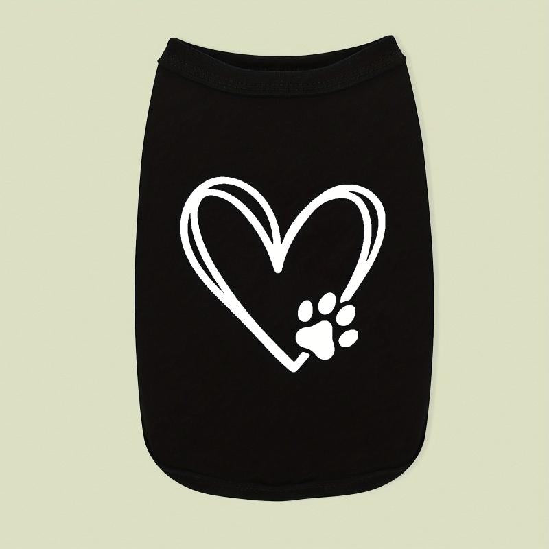Dog Paw & Heart Graphic Pet Vest Summer Party Clothes