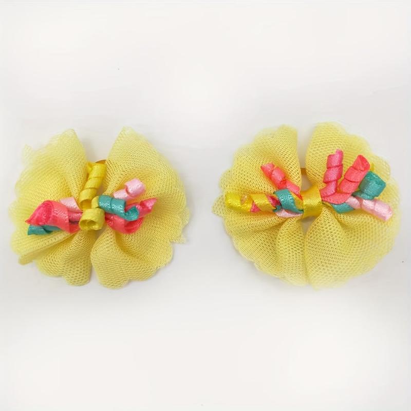 10 Pack Stylish Bowknot Hair Ties for Dogs & Cats Beads & Bow Decor