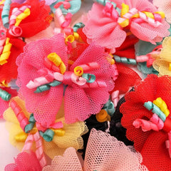 10 Pack Stylish Bowknot Hair Ties for Dogs & Cats Beads & Bow Decor