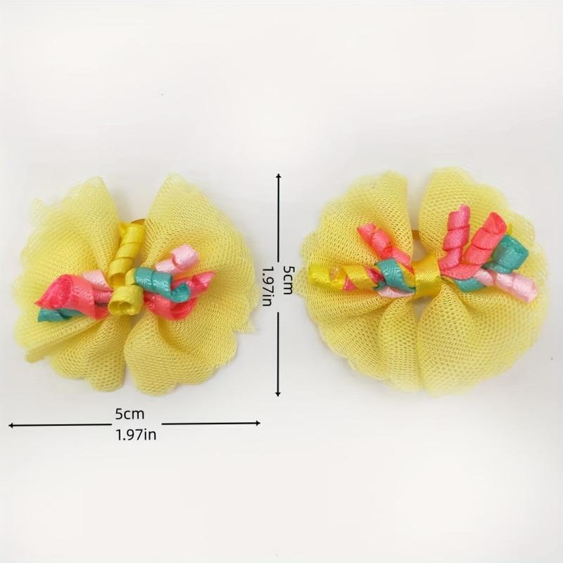 10 Pack Stylish Bowknot Hair Ties for Dogs & Cats Beads & Bow Decor