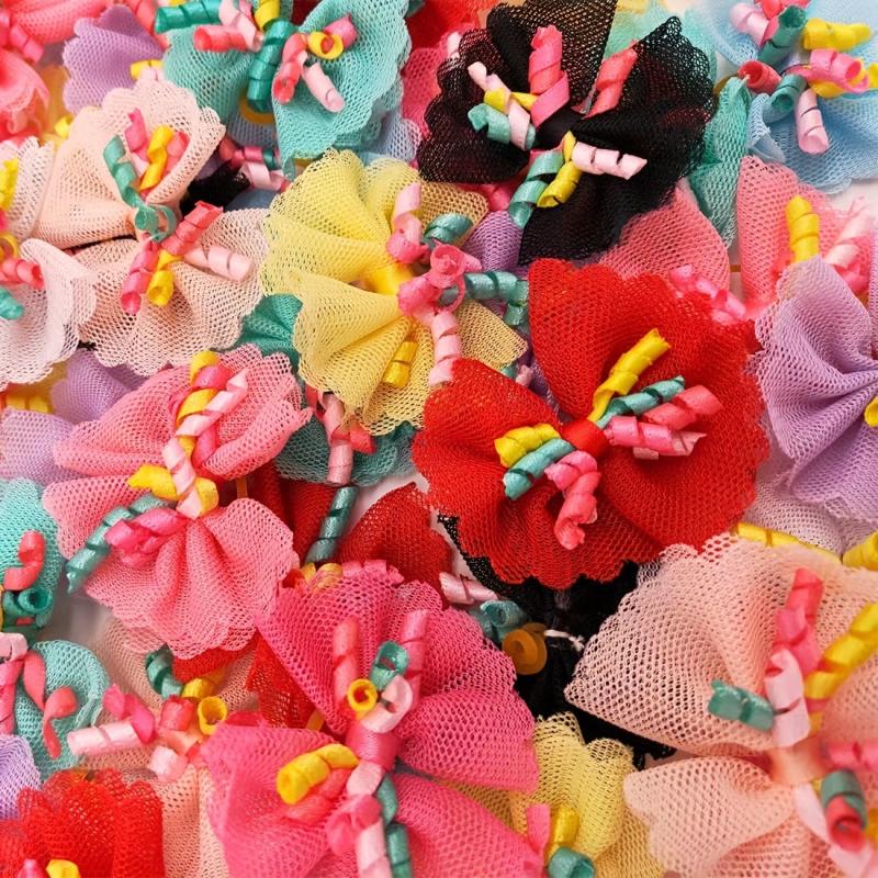 10 Pack Stylish Bowknot Hair Ties for Dogs & Cats Beads & Bow Decor