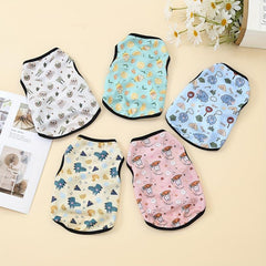 Cartoon Animal Graphic Pet Clothing Breathable Thin Dog Vest Soft Puppy Shirt
