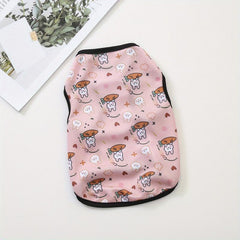 Cartoon Animal Graphic Pet Clothing Breathable Thin Dog Vest Soft Puppy Shirt