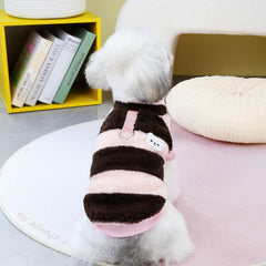 Striped Dog Sweater with Bear Pattern - Warm Pet Clothes for Autumn/Winter