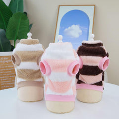Striped Dog Sweater with Bear Pattern - Warm Pet Clothes for Autumn/Winter