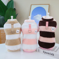Striped Dog Sweater with Bear Pattern - Warm Pet Clothes for Autumn/Winter