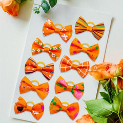 30pcs Orange Autumn Graphic Bow Rubber Band Dog Hair Accessory