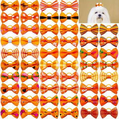 30pcs Orange Autumn Graphic Bow Rubber Band Dog Hair Accessory