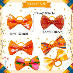 30pcs Orange Autumn Graphic Bow Rubber Band Dog Hair Accessory