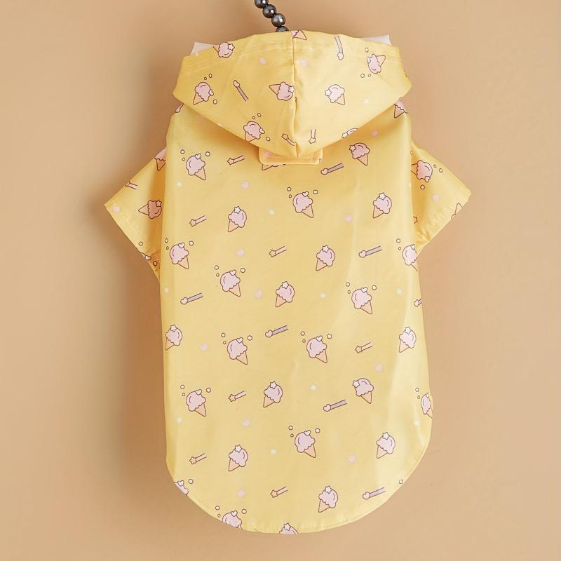 Ice Cream Graphic Pet Raincoat Waterproof Puppy Jacket For Small Dog/Cat