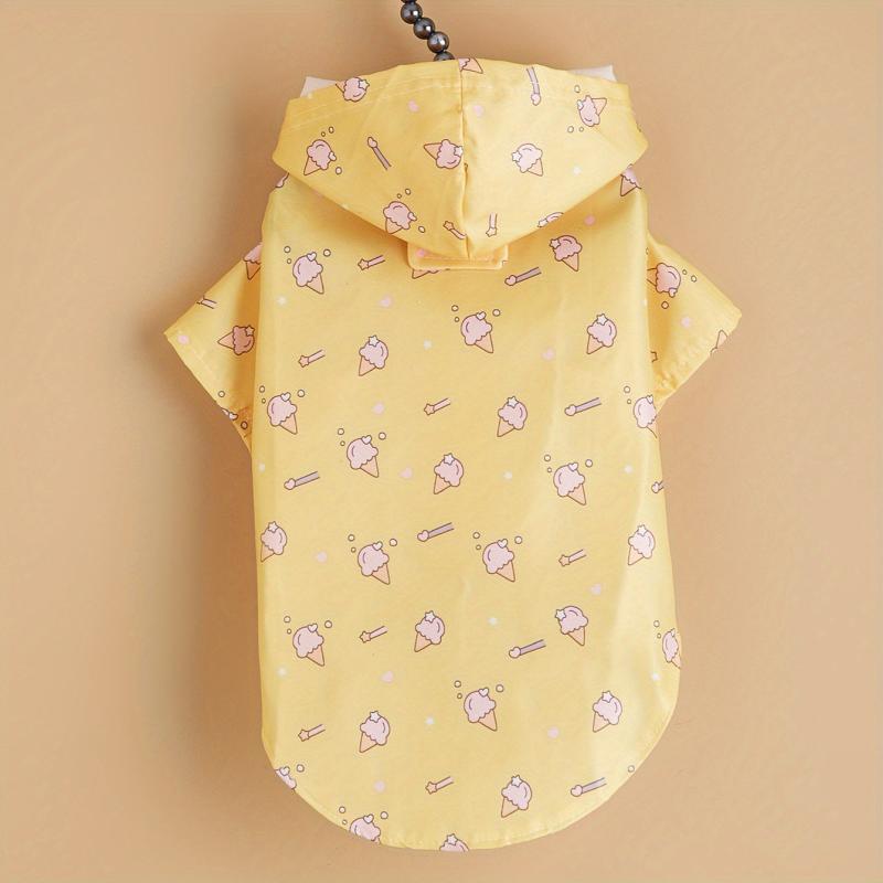 Ice Cream Graphic Pet Raincoat Waterproof Puppy Jacket For Small Dog/Cat