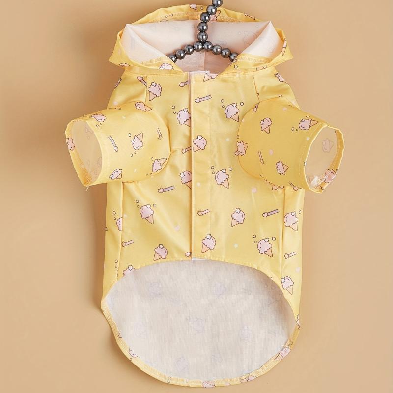 Ice Cream Graphic Pet Raincoat Waterproof Puppy Jacket For Small Dog/Cat