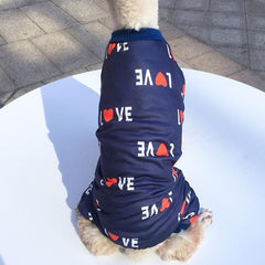Heart Print Dog Jumpsuit Soft Dog Pajamas For Small Medium Dog/Cat