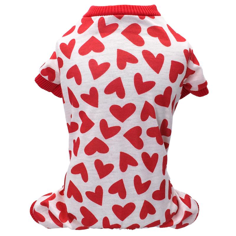 Heart Print Dog Jumpsuit Soft Dog Pajamas For Small Medium Dog/Cat