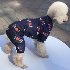 Heart Print Dog Jumpsuit Soft Dog Pajamas For Small Medium Dog/Cat