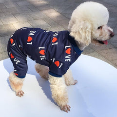 Heart Print Dog Jumpsuit Soft Dog Pajamas For Small Medium Dog/Cat