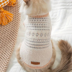 Soft Warm Cat Sweater Knitted Fleece Pet Clothes Kitten Winter Thickened Apparel