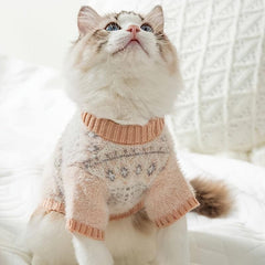 Soft Warm Cat Sweater Knitted Fleece Pet Clothes Kitten Winter Thickened Apparel