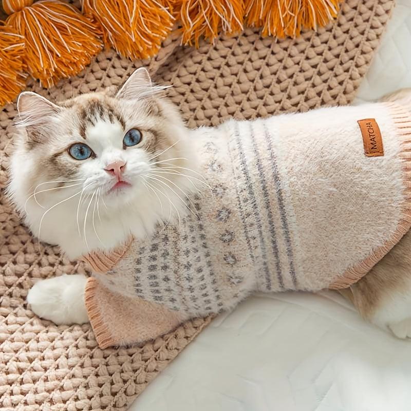 Soft Warm Cat Sweater Knitted Fleece Pet Clothes Kitten Winter Thickened Apparel