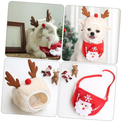Dog Cat Pet Christmas Hat Saliva Towel Bib Teddy French Bulldog Pomeranian
