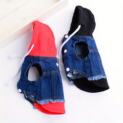 Dog Jeans Jacket Hoodie Sweatshirt Coat for Small Dogs Autumn Apparel