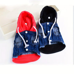 Dog Jeans Jacket Hoodie Sweatshirt Coat for Small Dogs Autumn Apparel