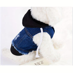 Dog Jeans Jacket Hoodie Sweatshirt Coat for Small Dogs Autumn Apparel