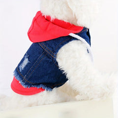 Dog Jeans Jacket Hoodie Sweatshirt Coat for Small Dogs Autumn Apparel