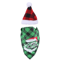 Pet Christmas Hat & Saliva Towel Set Dog Decorative Headwear