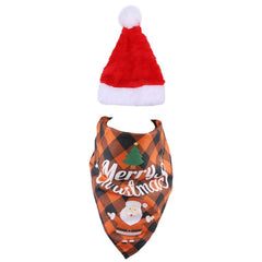 Pet Christmas Hat & Saliva Towel Set Dog Decorative Headwear