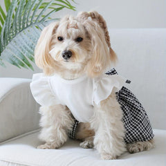 Plaid Dog Princess Skirt Tutu Dress With Bowknot Pet Apparel
