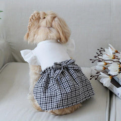 Plaid Dog Princess Skirt Tutu Dress With Bowknot Pet Apparel