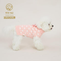 Boutique Dog Sweater With Bow & Polka Dot Decor