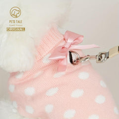 Boutique Dog Sweater With Bow & Polka Dot Decor