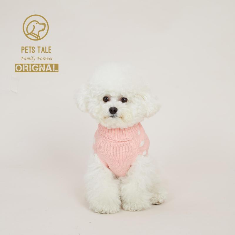 Boutique Dog Sweater With Bow & Polka Dot Decor