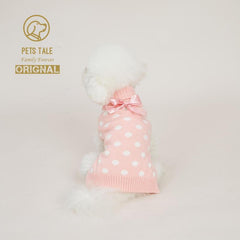 Boutique Dog Sweater With Bow & Polka Dot Decor