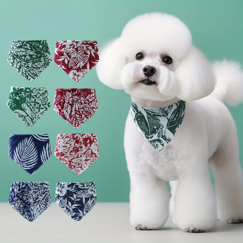 Floral Dog Scarf Triangle Bibs Pet Scarf For Dogs Cat Towel