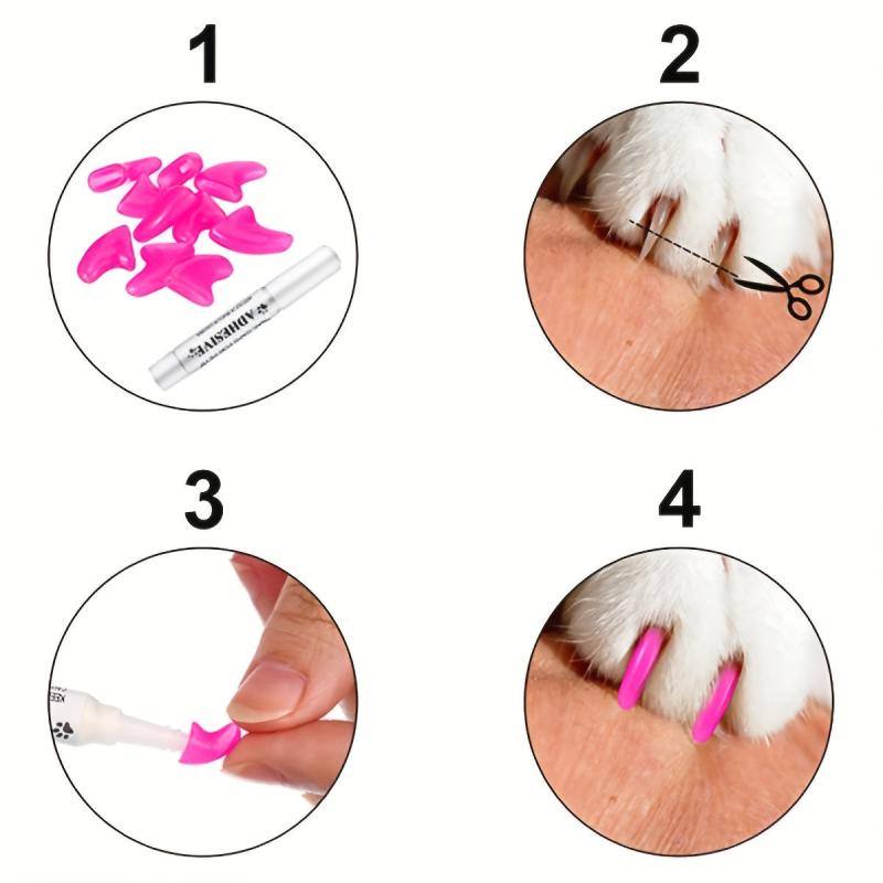 20pcs Pet Nail Covers Cat Claw Cover Nail Grooming Supplies