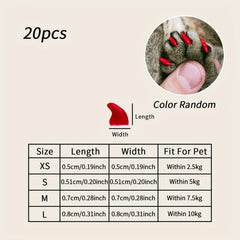 20pcs Pet Nail Covers Cat Claw Cover Nail Grooming Supplies