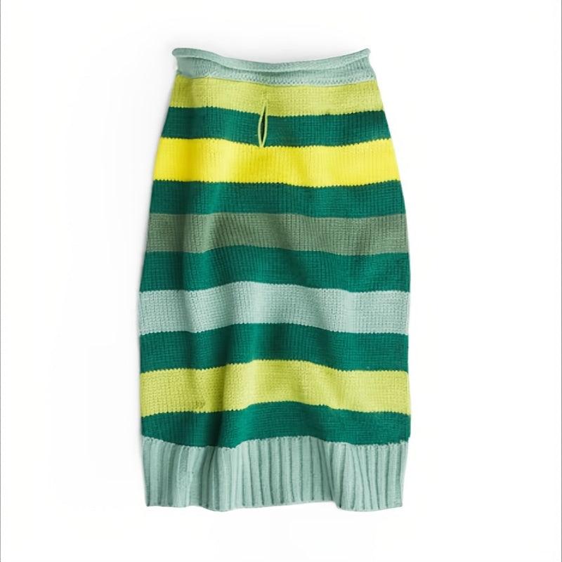 Yellow and Green Striped Sweater for Small/Medium Dogs