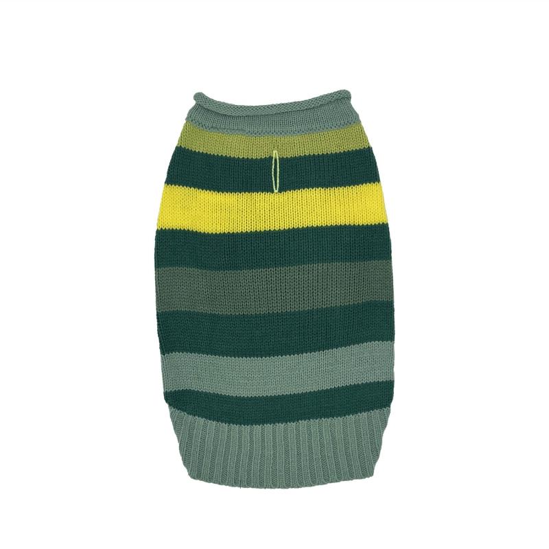 Yellow and Green Striped Sweater for Small/Medium Dogs
