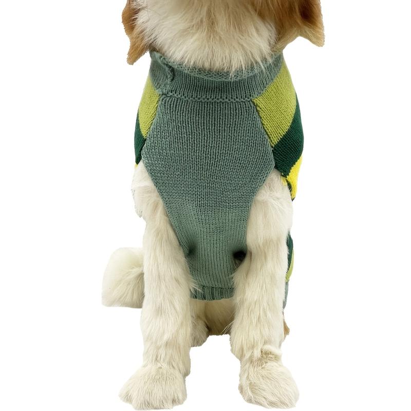 Yellow and Green Striped Sweater for Small/Medium Dogs