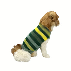 Yellow and Green Striped Sweater for Small/Medium Dogs