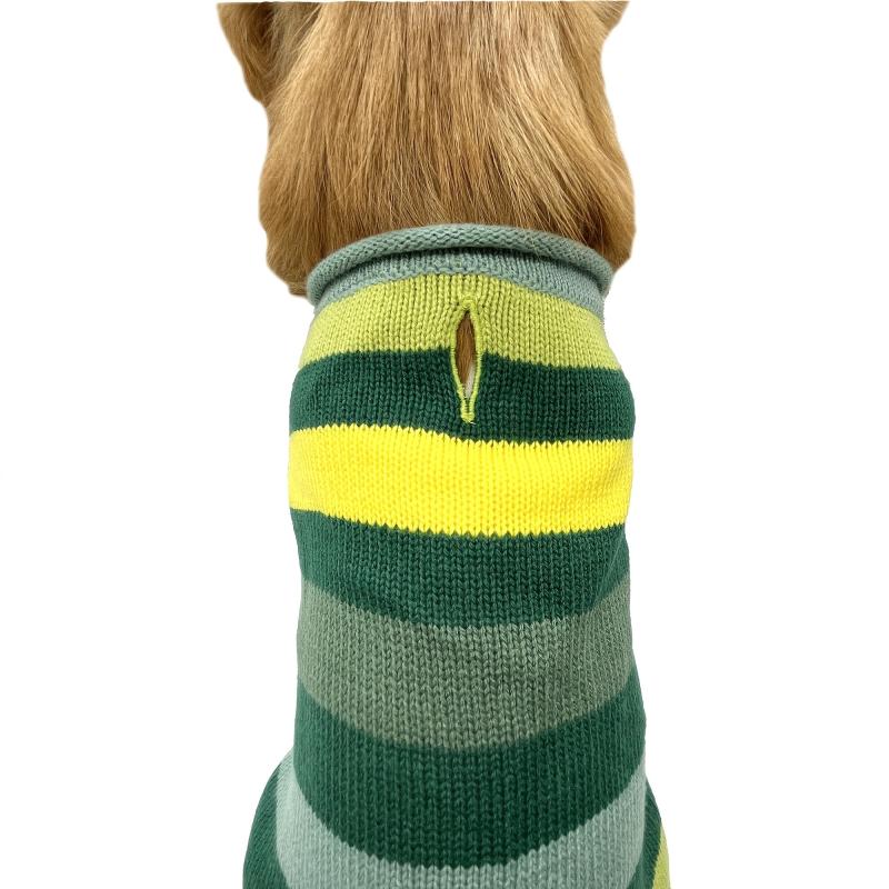 Yellow and Green Striped Sweater for Small/Medium Dogs