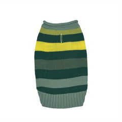 Yellow and Green Striped Sweater for Small/Medium Dogs
