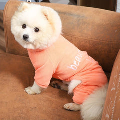 Laifug Embroidered Dog Onesie Turtleneck Dog Pajamas