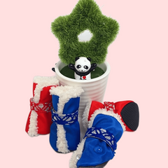 Winter Dog Boots Warm Fleece Dog Shoes Christmas Puppy Snow Booties